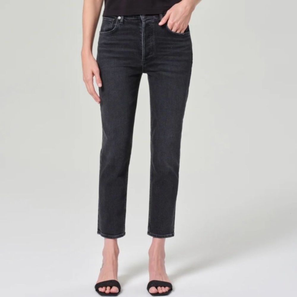 AGOLDE Riley Black High Rise Straight Leg Crop Jeans Women’s Size 28